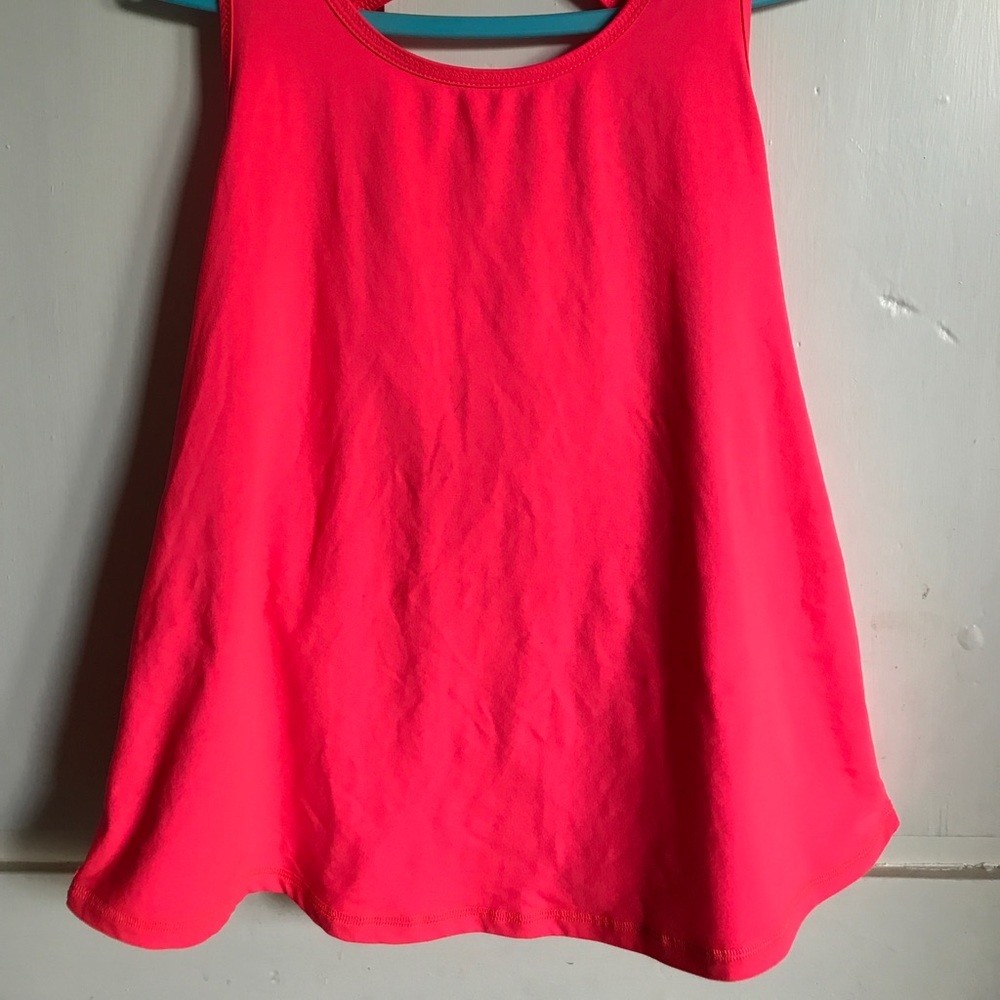 Hot pink draped back yoga workout top with cutout
